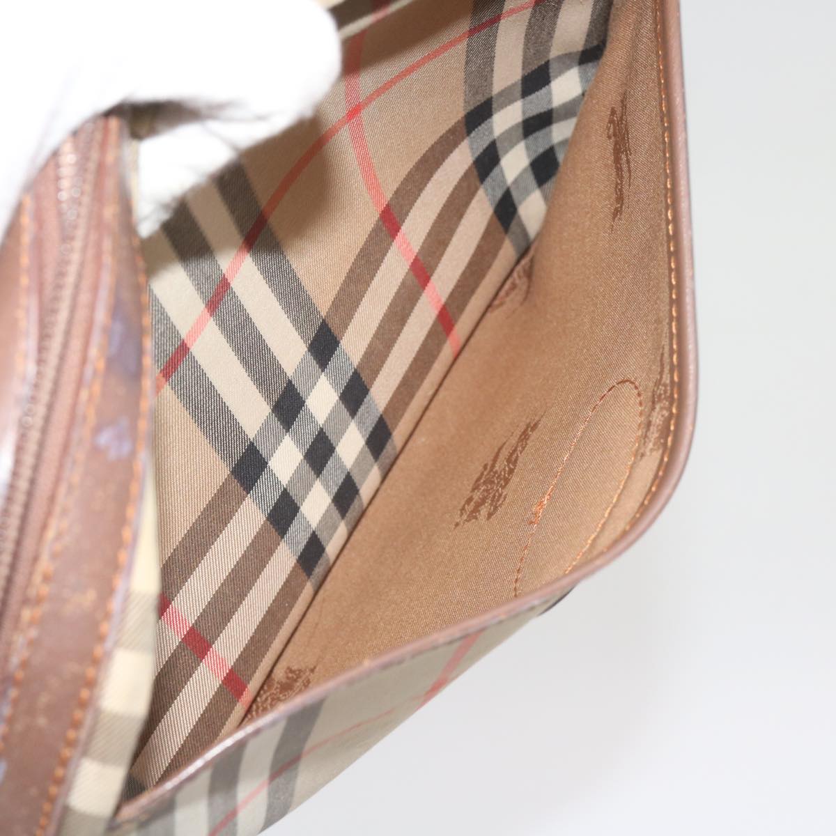 Burberry Nova Check Shoulder Bag Canvas Beige Auth ti1529