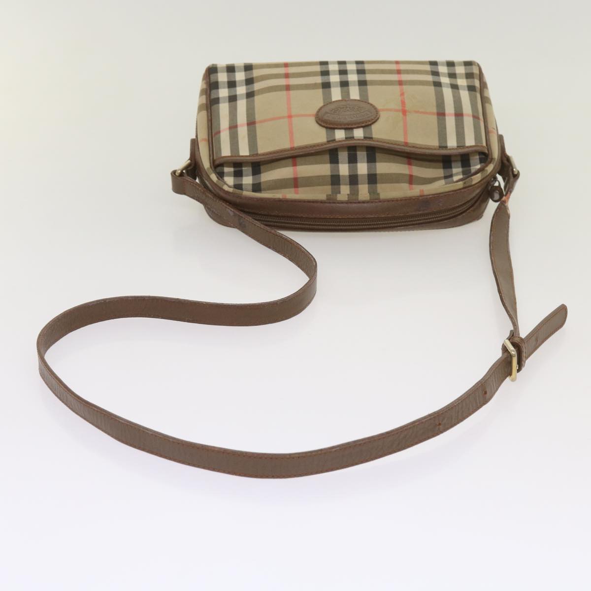 Burberry Nova Check Shoulder Bag Canvas Beige Auth ti1529