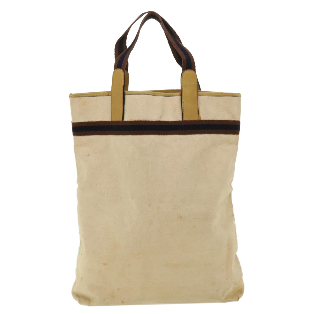 GUCCI Tote Bag Canvas Beige Brown Navy ti772
