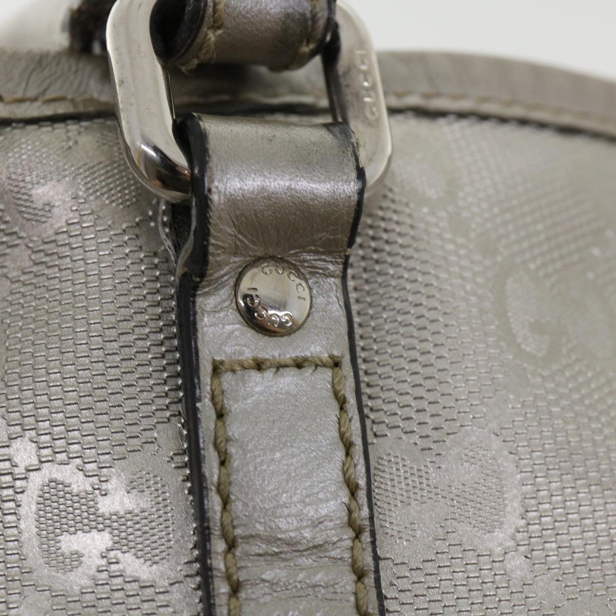 GUCCI GG Canvas Shoulder Bag Silver 197953 tp598