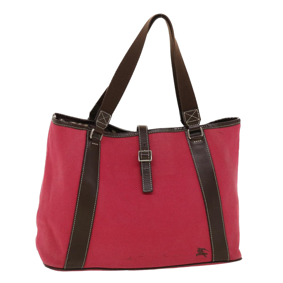 Burberry Shoulder Bag Canvas Leather Red Auth yb149