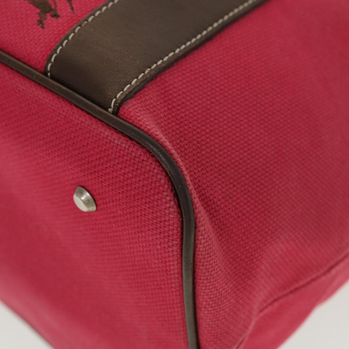 Burberry Shoulder Bag Canvas Leather Red Auth yb149