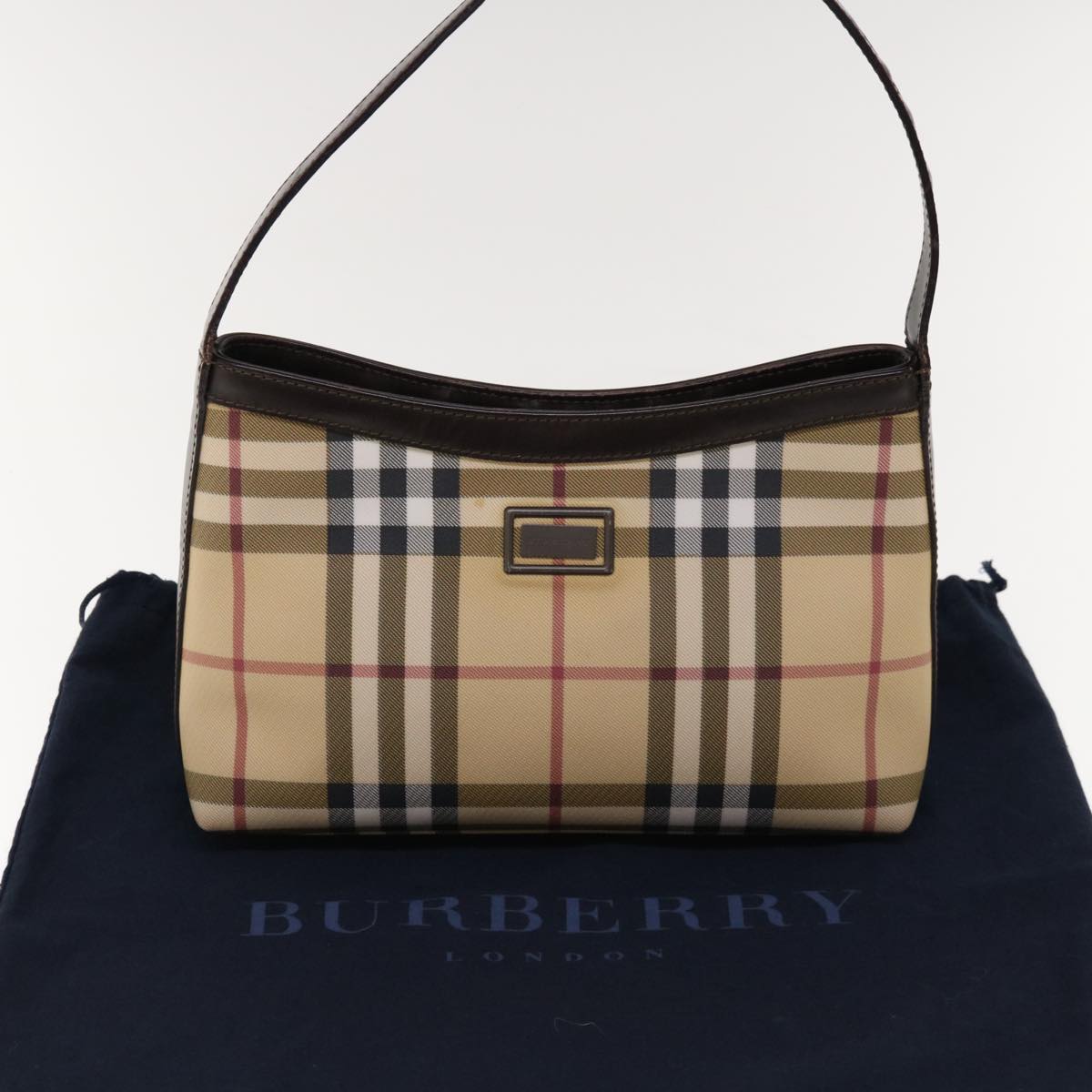 Burberry Nova Check Shoulder Bag PVC Beige Brown Auth yk10295