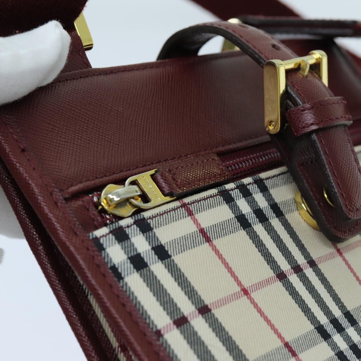 Burberry Nova Check Shoulder Bag Canvas Beige Auth yk11620