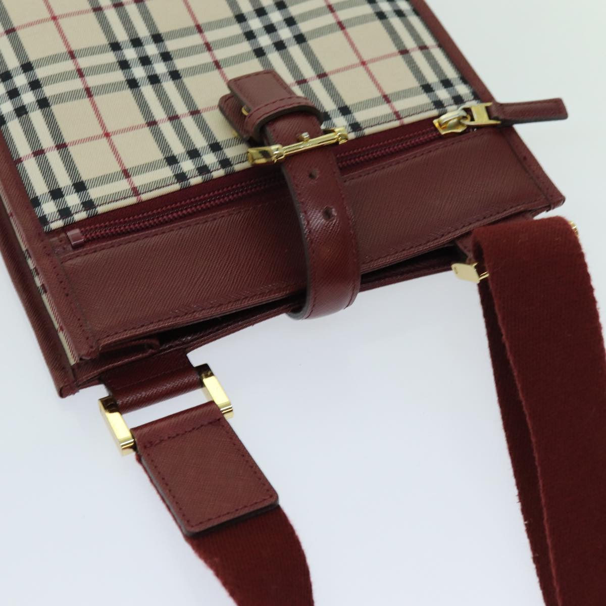 Burberry Nova Check Shoulder Bag Canvas Beige Auth yk11620