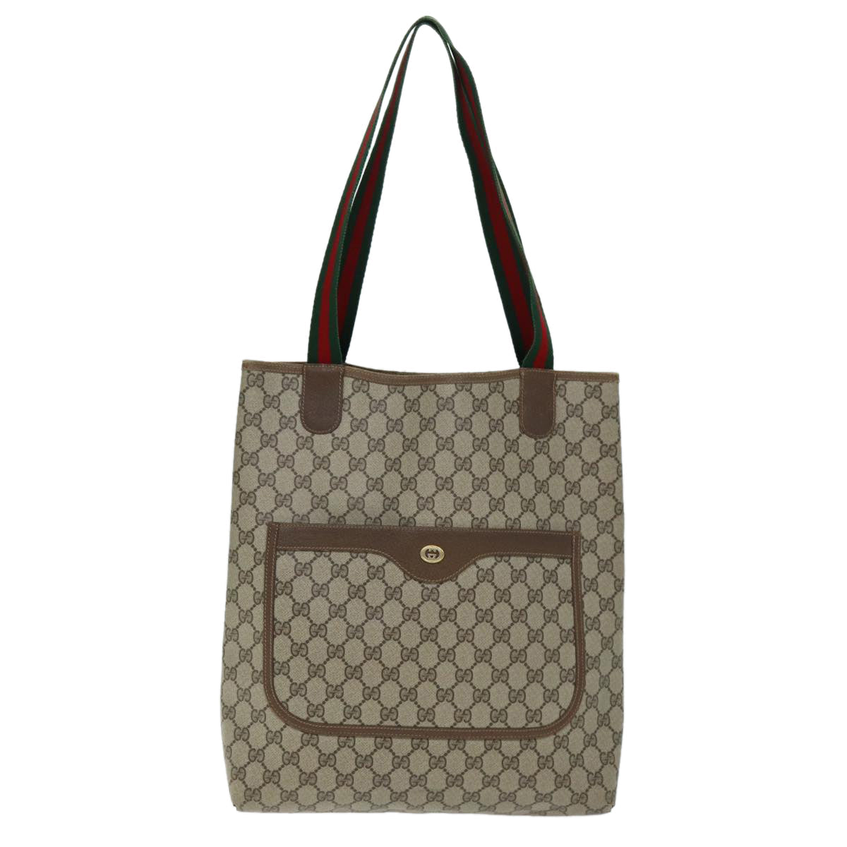 GUCCI GG Supreme Web Sherry Line Tote Bag PVC Beige Red 40 02 003 Auth yk12437