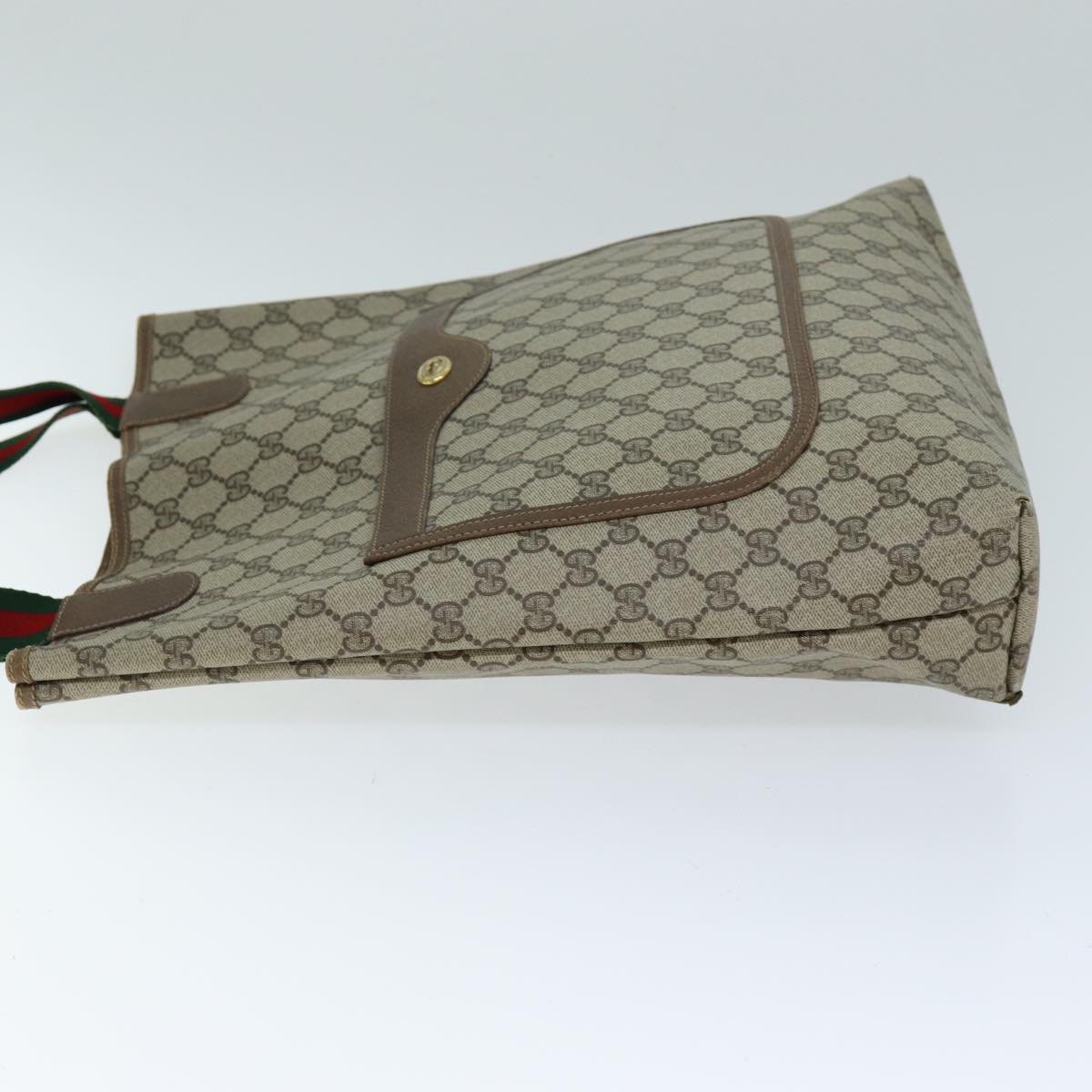 GUCCI GG Supreme Web Sherry Line Tote Bag PVC Beige Red 40 02 003 Auth yk12437