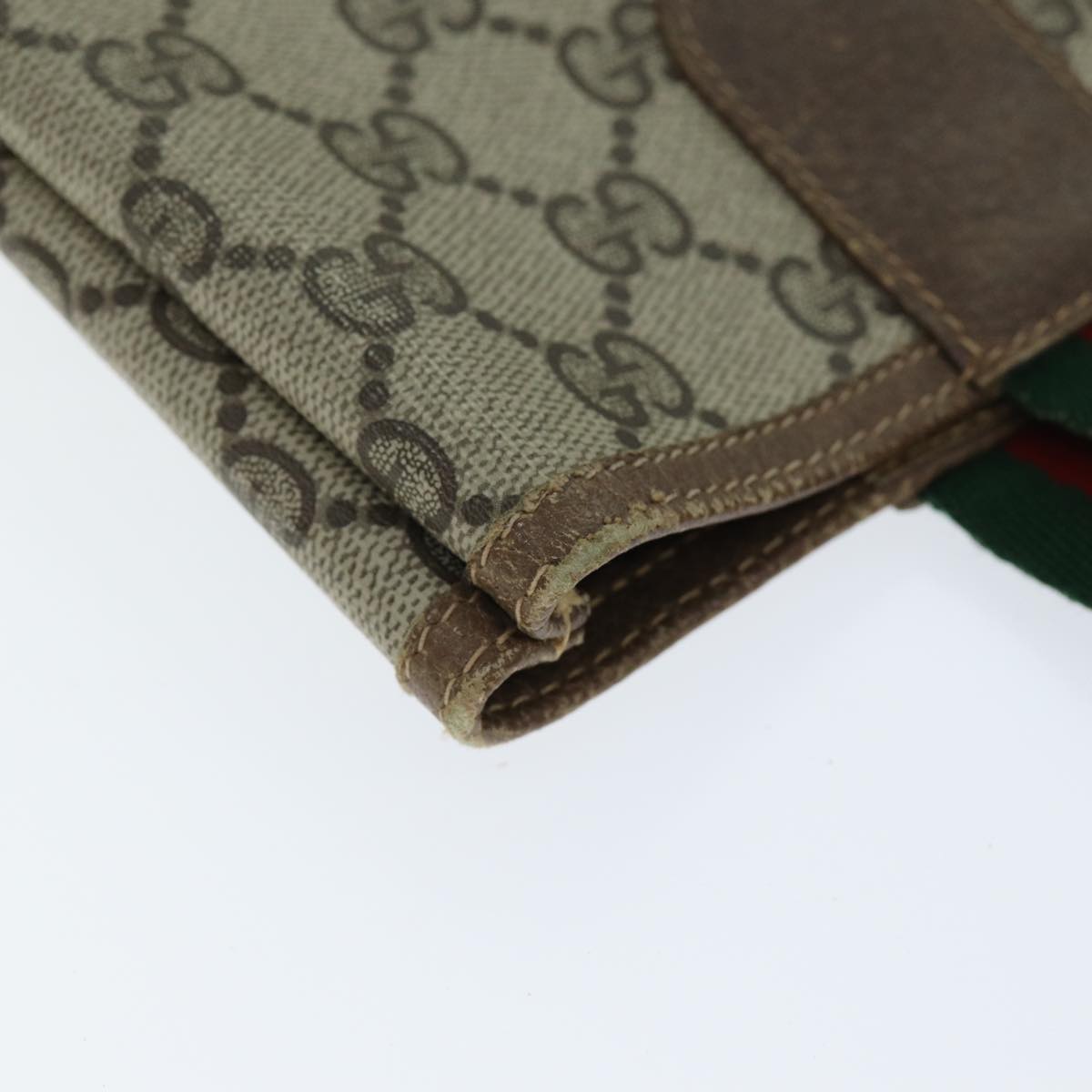 GUCCI GG Supreme Web Sherry Line Tote Bag PVC Beige Red 40 02 003 Auth yk12437