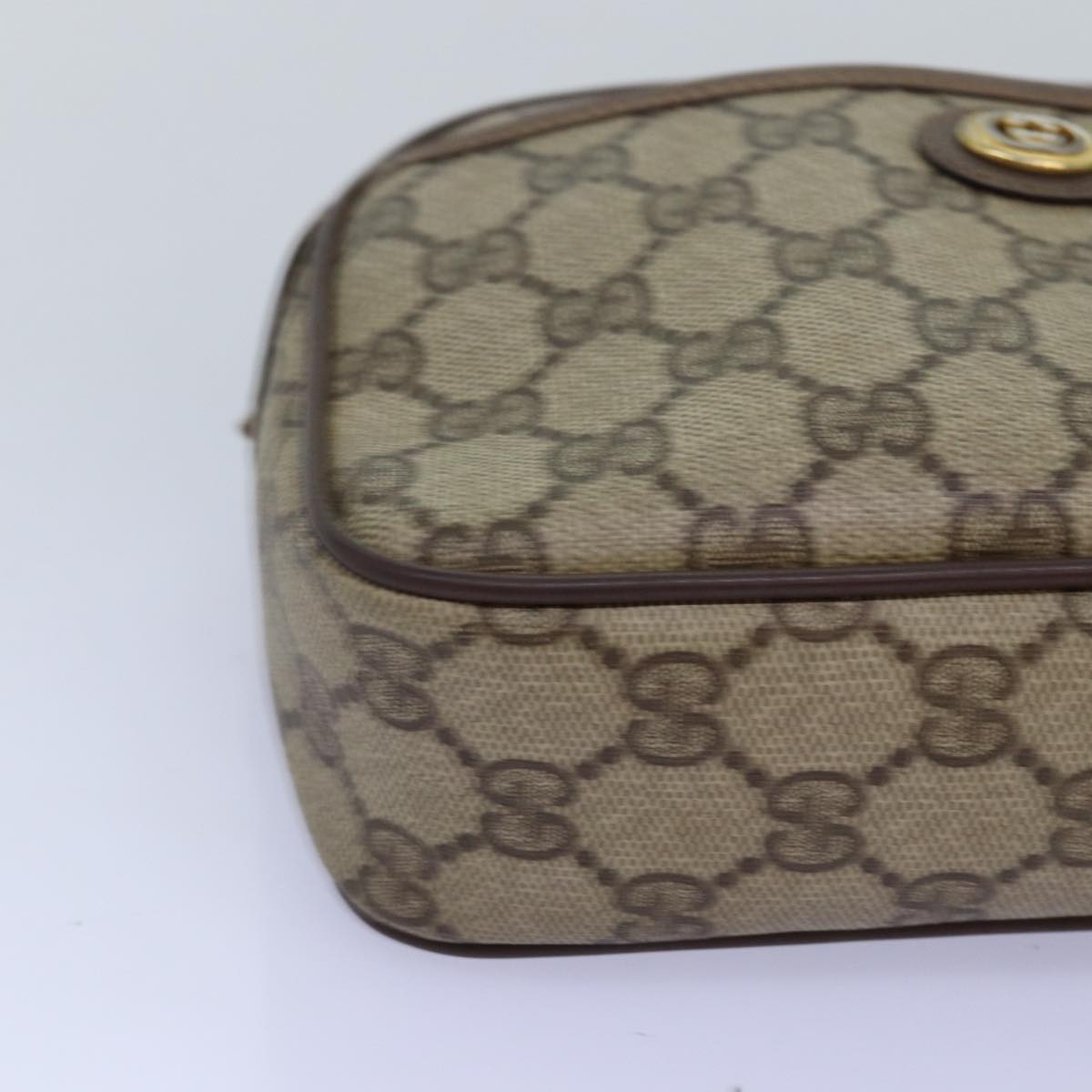 GUCCI GG Supreme Shoulder Bag PVC Beige 116 02 607 Auth yk12594