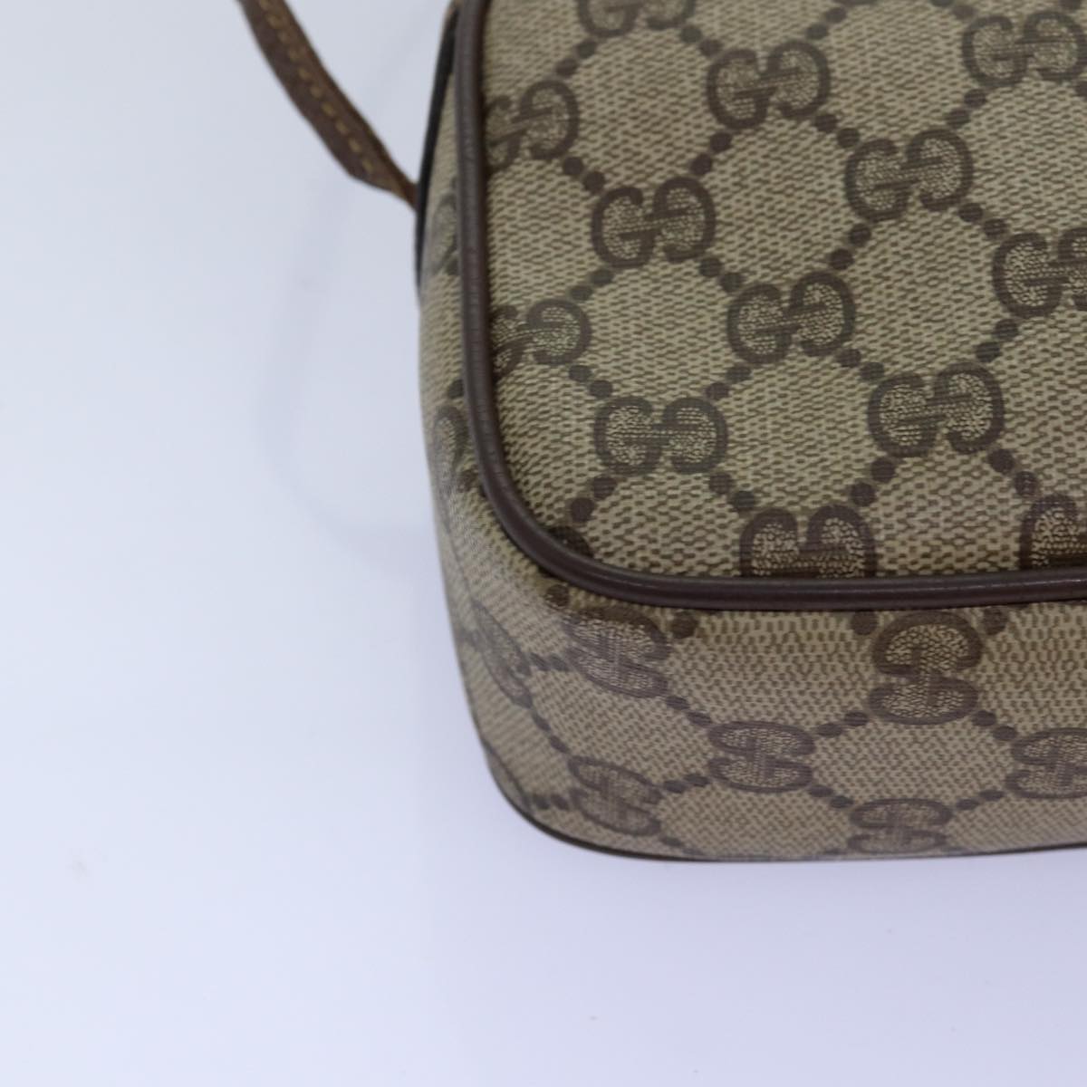 GUCCI GG Supreme Shoulder Bag PVC Beige 116 02 607 Auth yk12594