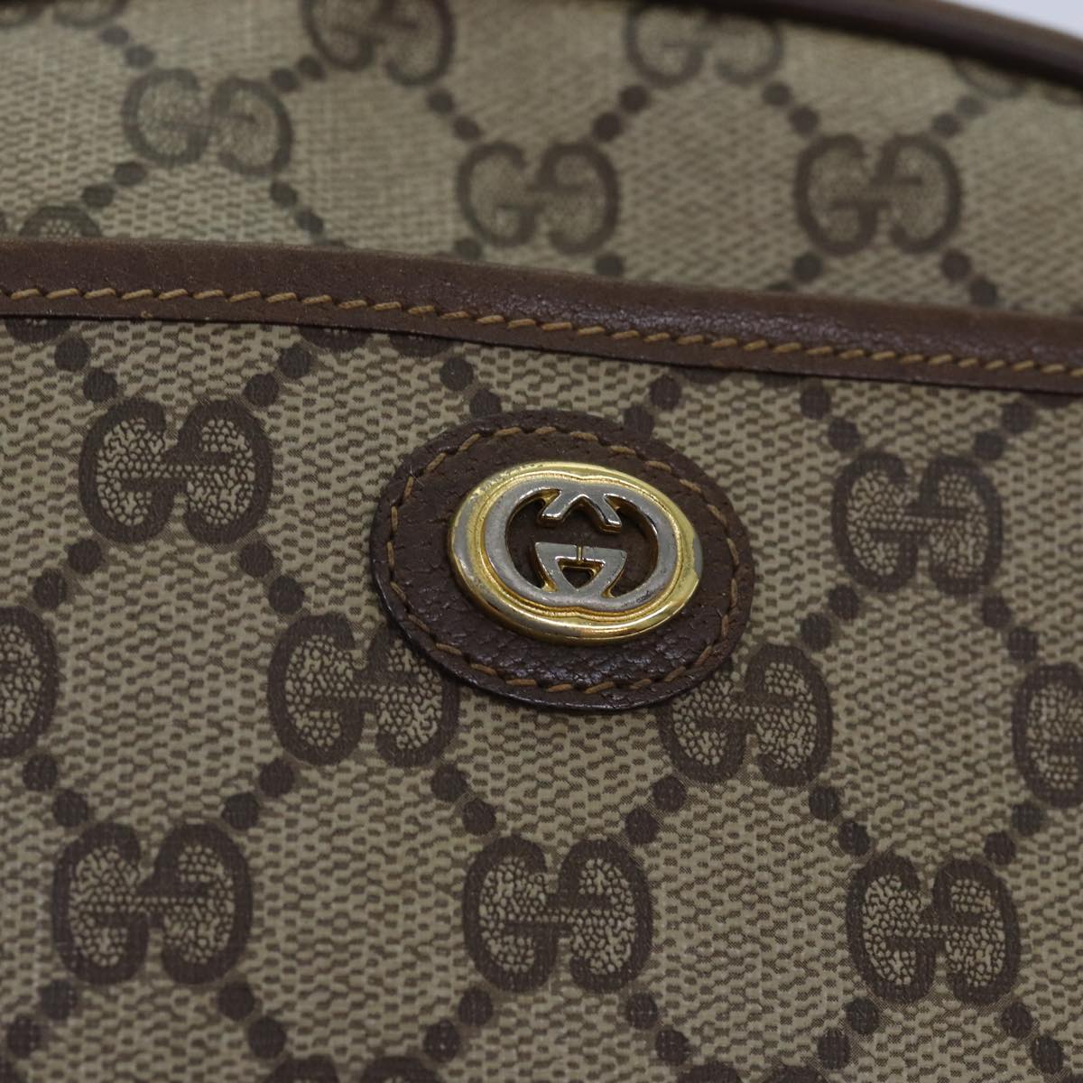 GUCCI GG Supreme Shoulder Bag PVC Beige 116 02 607 Auth yk12594