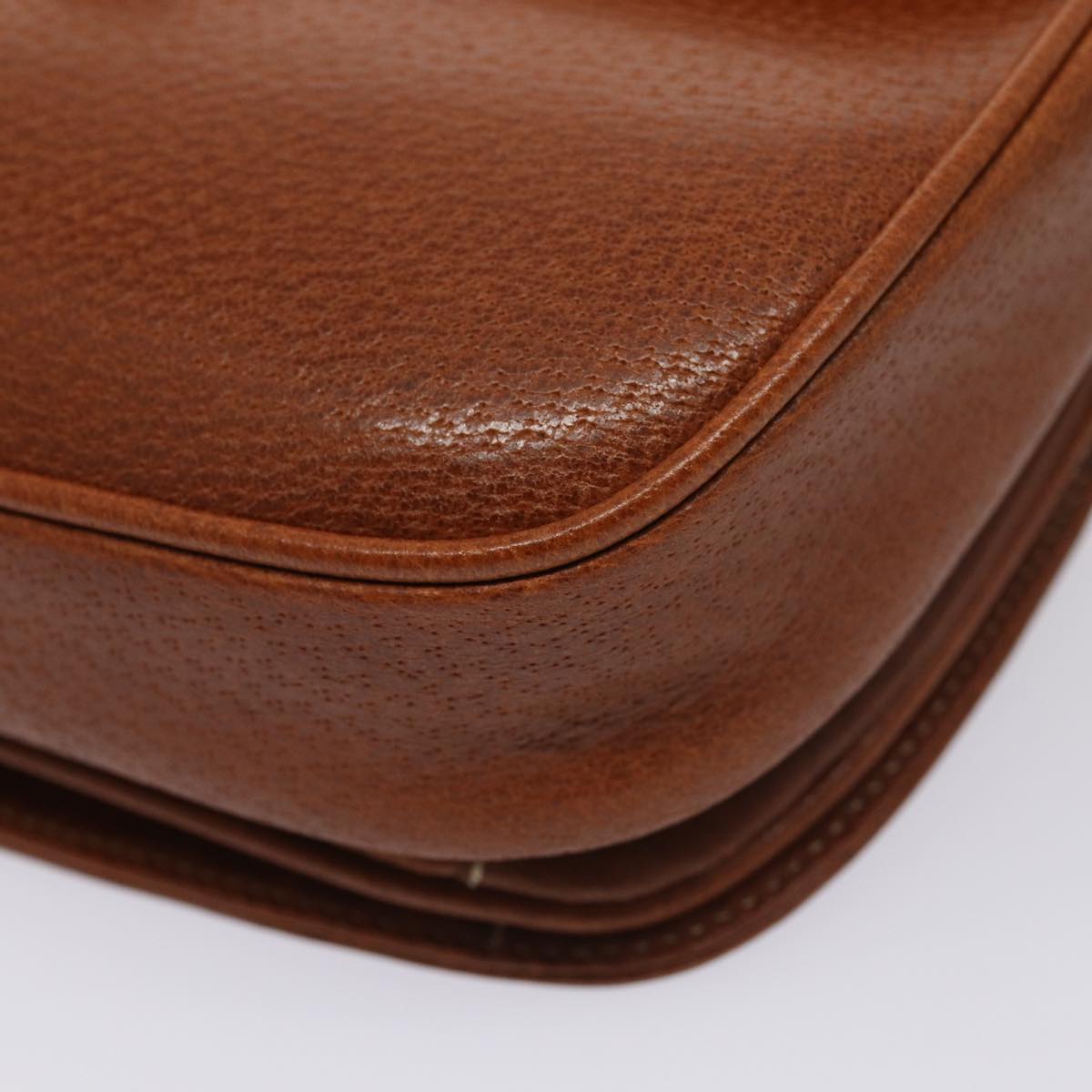 GUCCI Bamboo Shoulder Bag Leather Brown Gold Auth yk14184