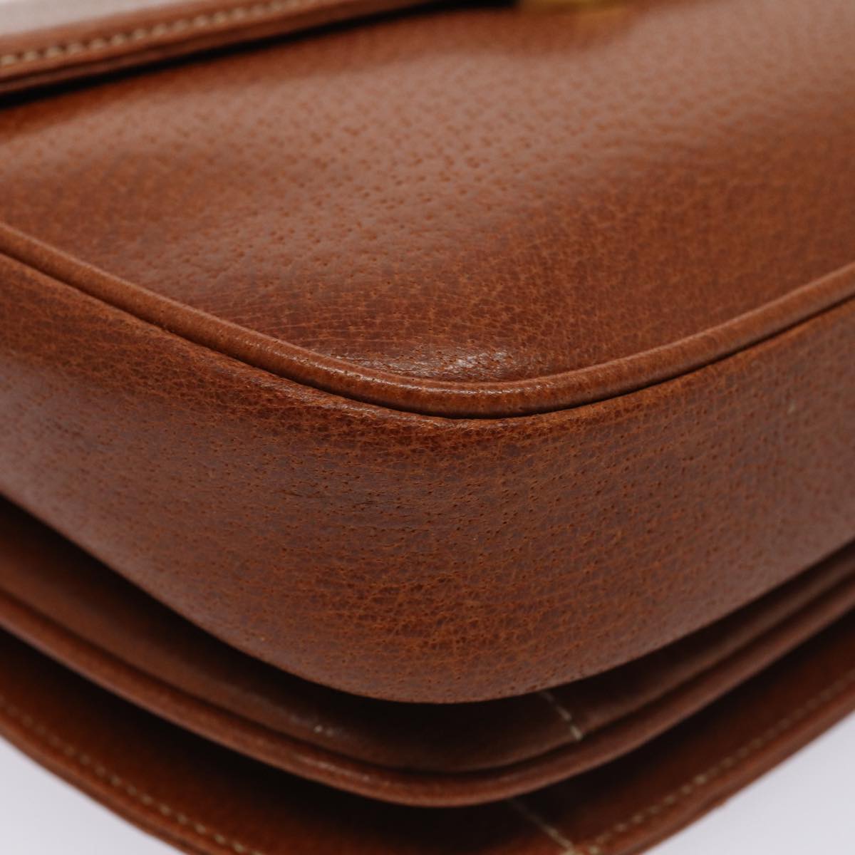 GUCCI Bamboo Shoulder Bag Leather Brown Gold Auth yk14184