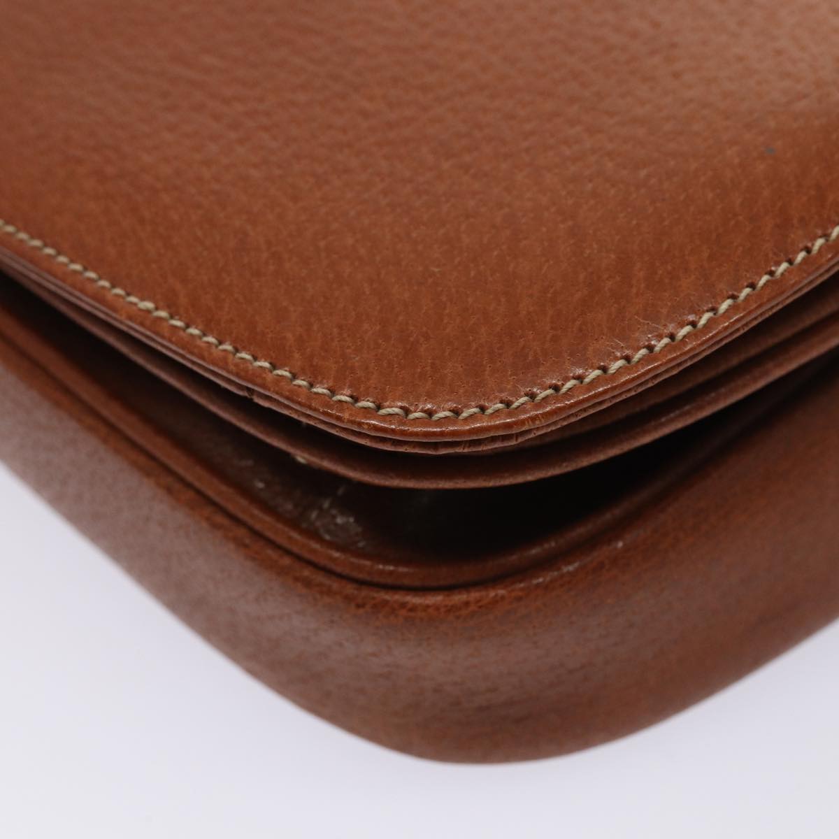 GUCCI Bamboo Shoulder Bag Leather Brown Gold Auth yk14184