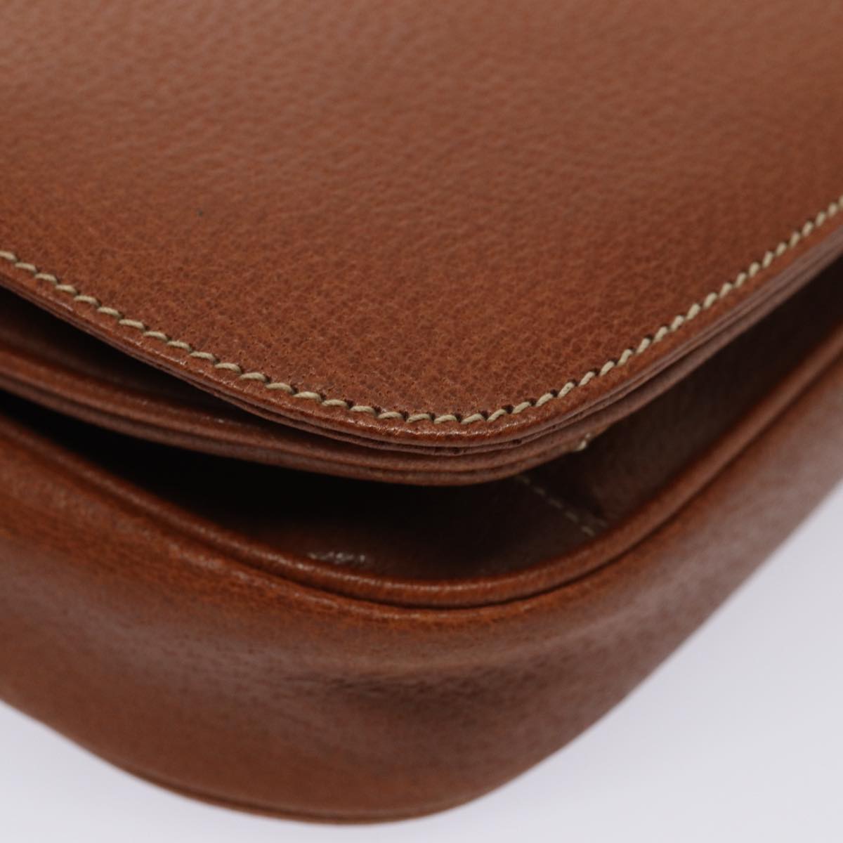 GUCCI Bamboo Shoulder Bag Leather Brown Gold Auth yk14184