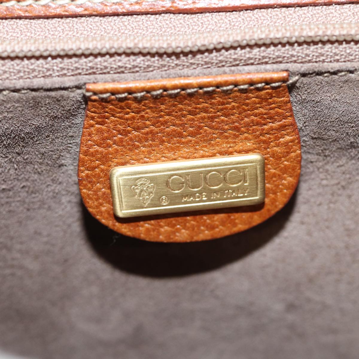 GUCCI Bamboo Shoulder Bag Leather Brown Gold Auth yk14184