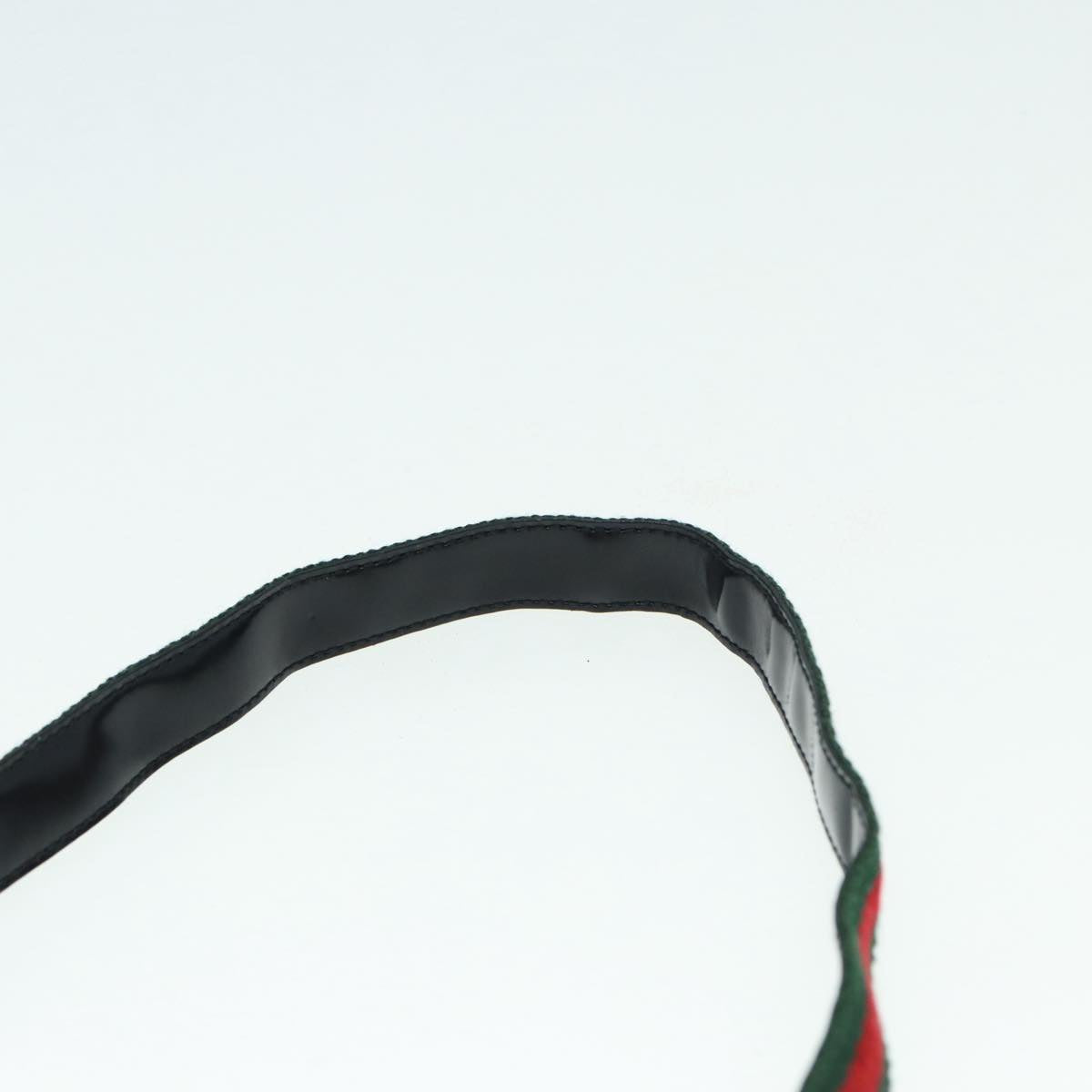 GUCCI Web Sherry Line Shoulder Bag Patent Leather Black Red 0013248 Auth yk14343