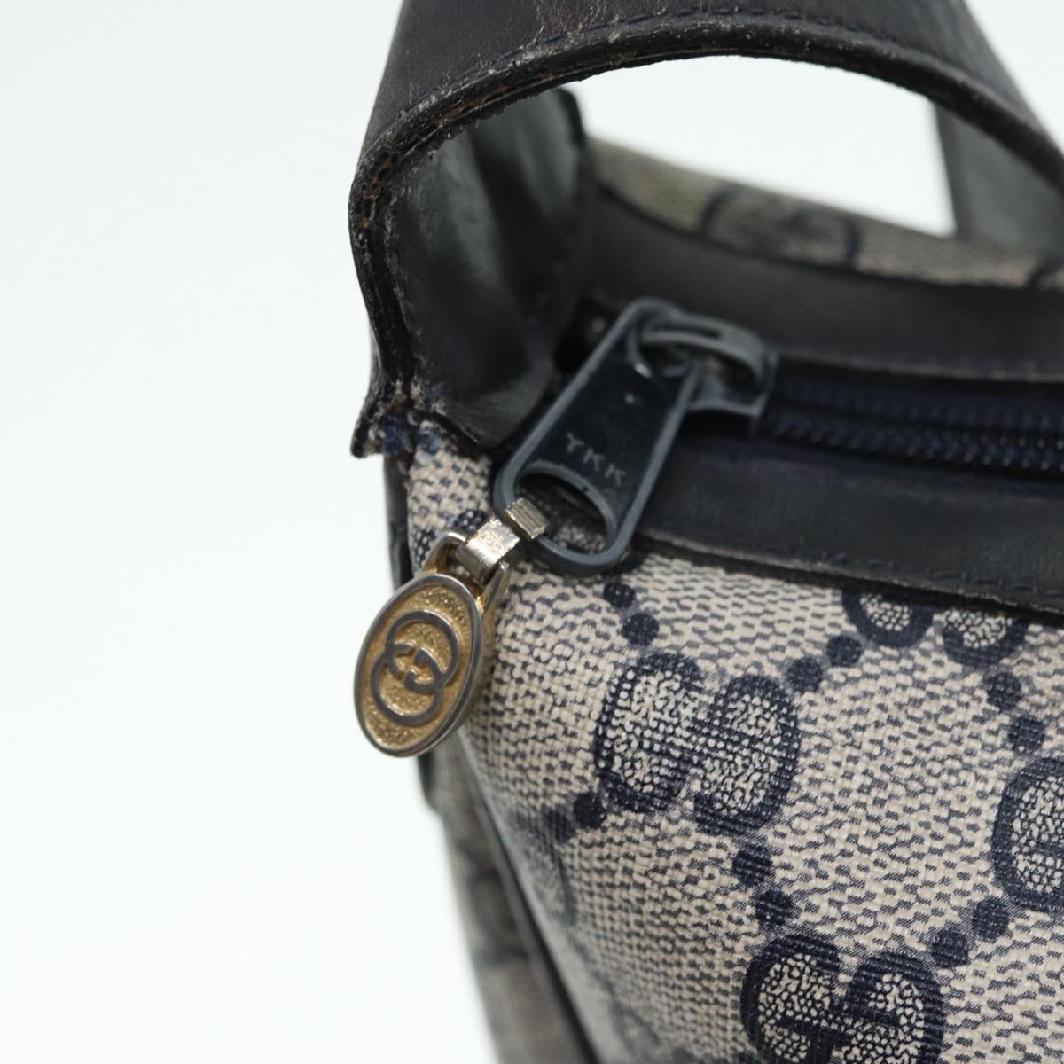 GUCCI GG Supreme Web Sherry Line Shoulder Bag PVC Leather Navy Auth yk14395