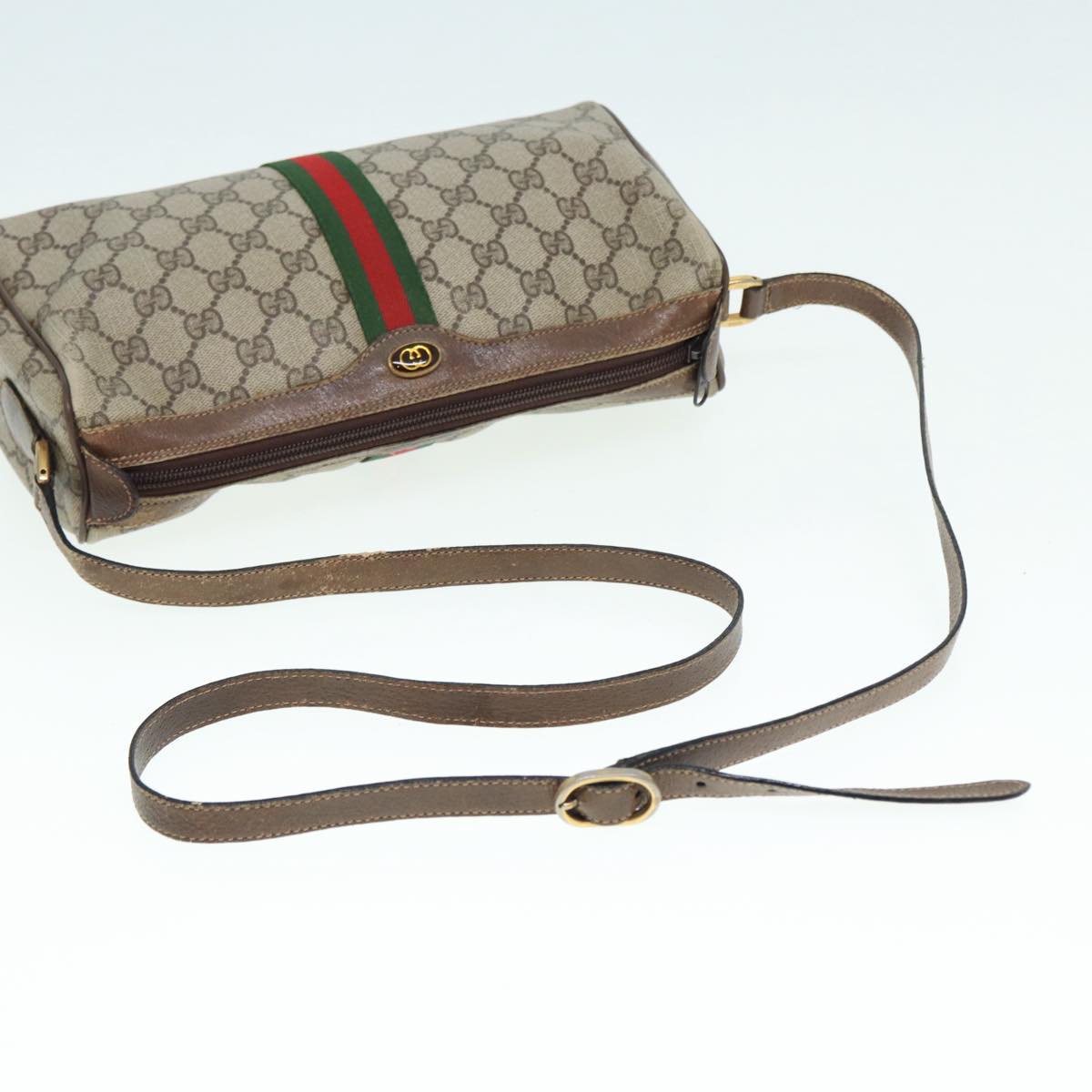 GUCCI GG Supreme Web Sherry Line Shoulder Bag PVC Beige 89 02 017 Auth yk14402