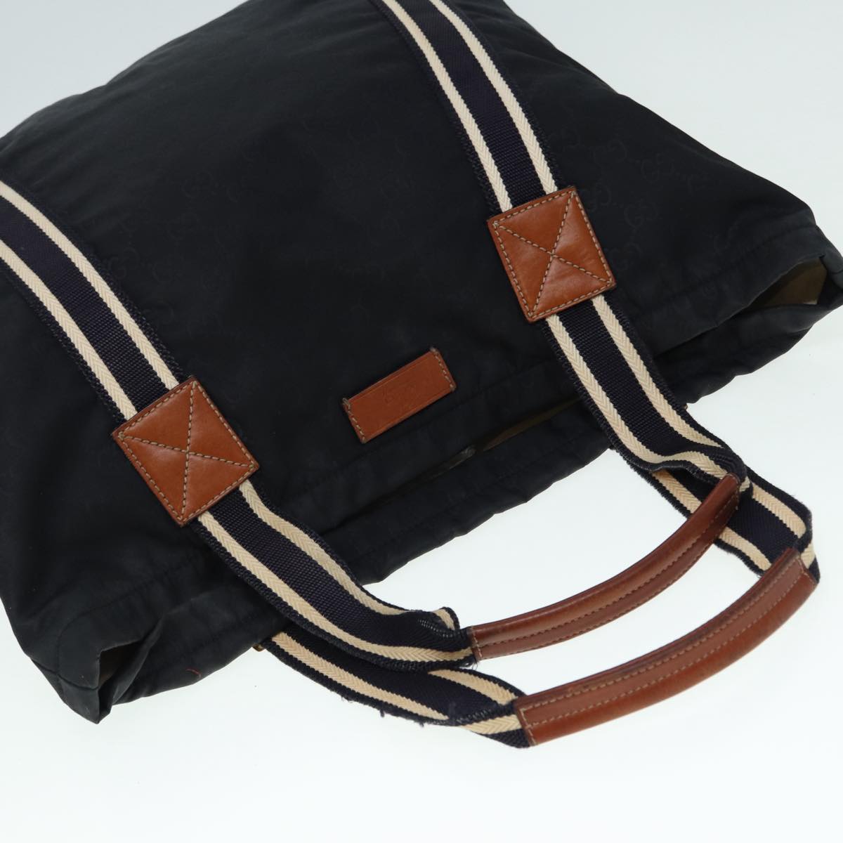 GUCCI GG Canvas Tote Bag Black Navy 189669 Auth yk14419