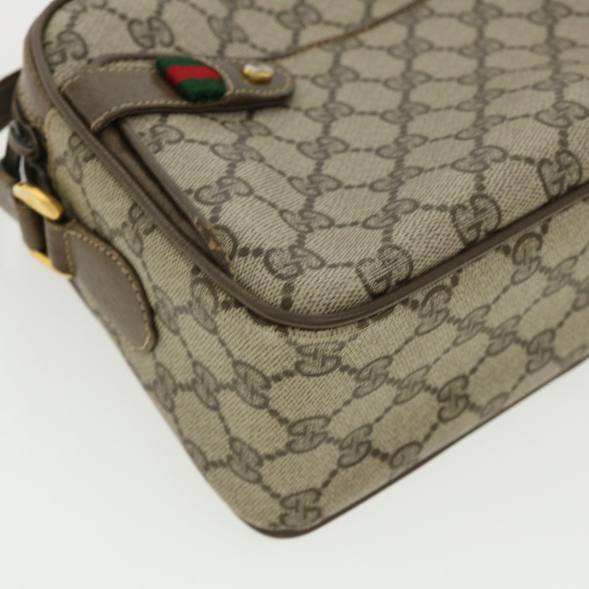 GUCCI GG Canvas Web Sherry Line Shoulder Bag Beige Red Green yk5378