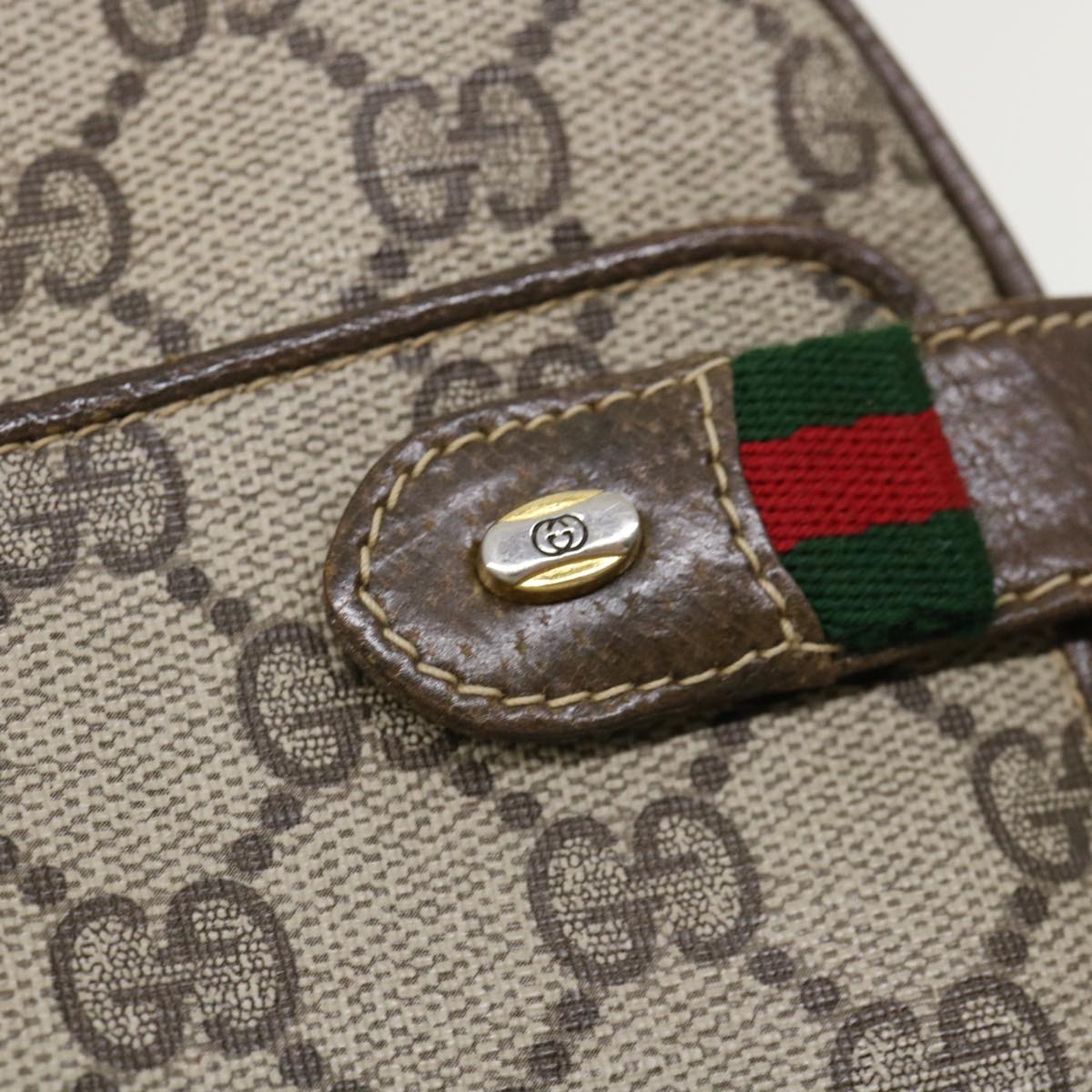 GUCCI GG Canvas Web Sherry Line Shoulder Bag Beige Red Green yk5378