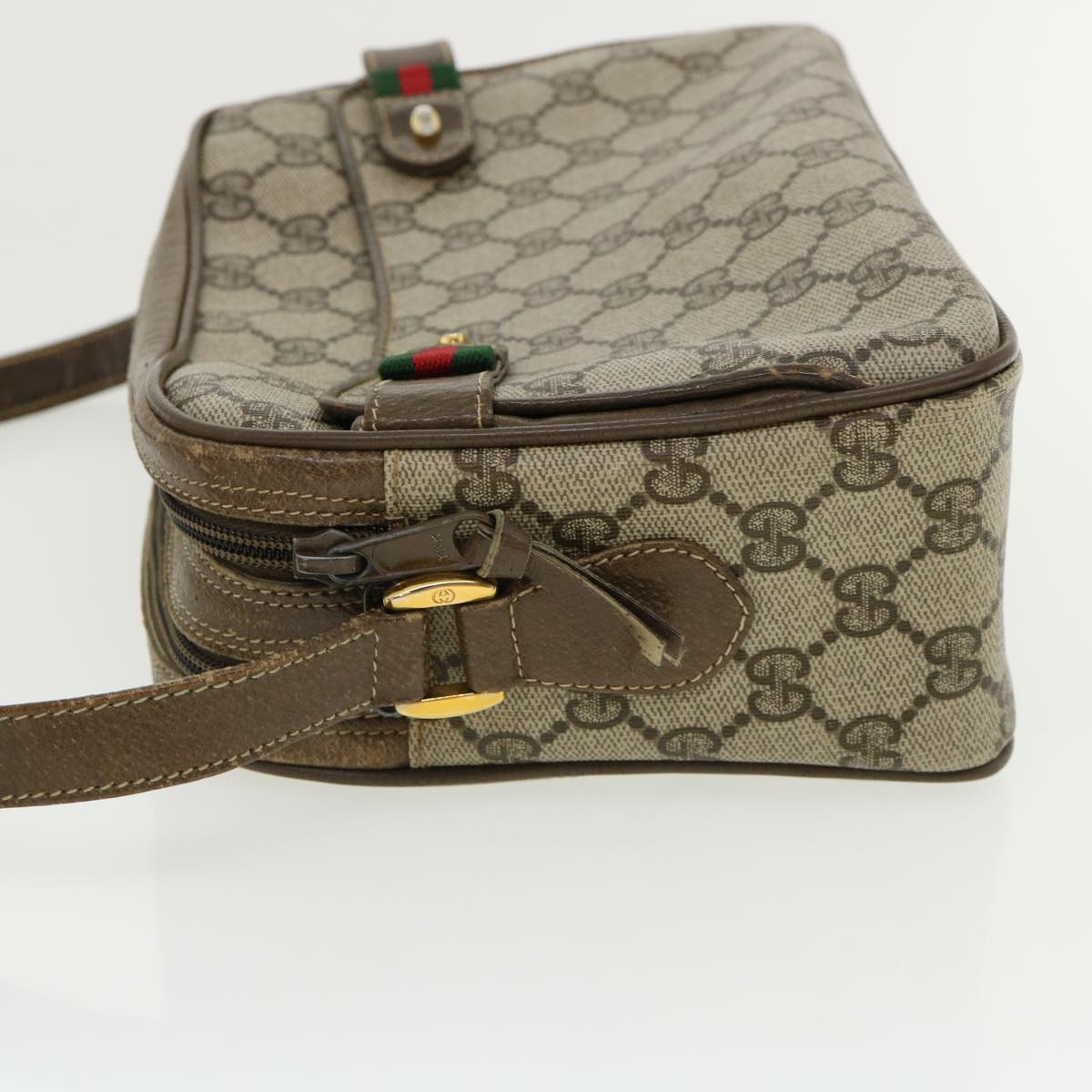 GUCCI GG Canvas Web Sherry Line Shoulder Bag Beige Red Green yk5378