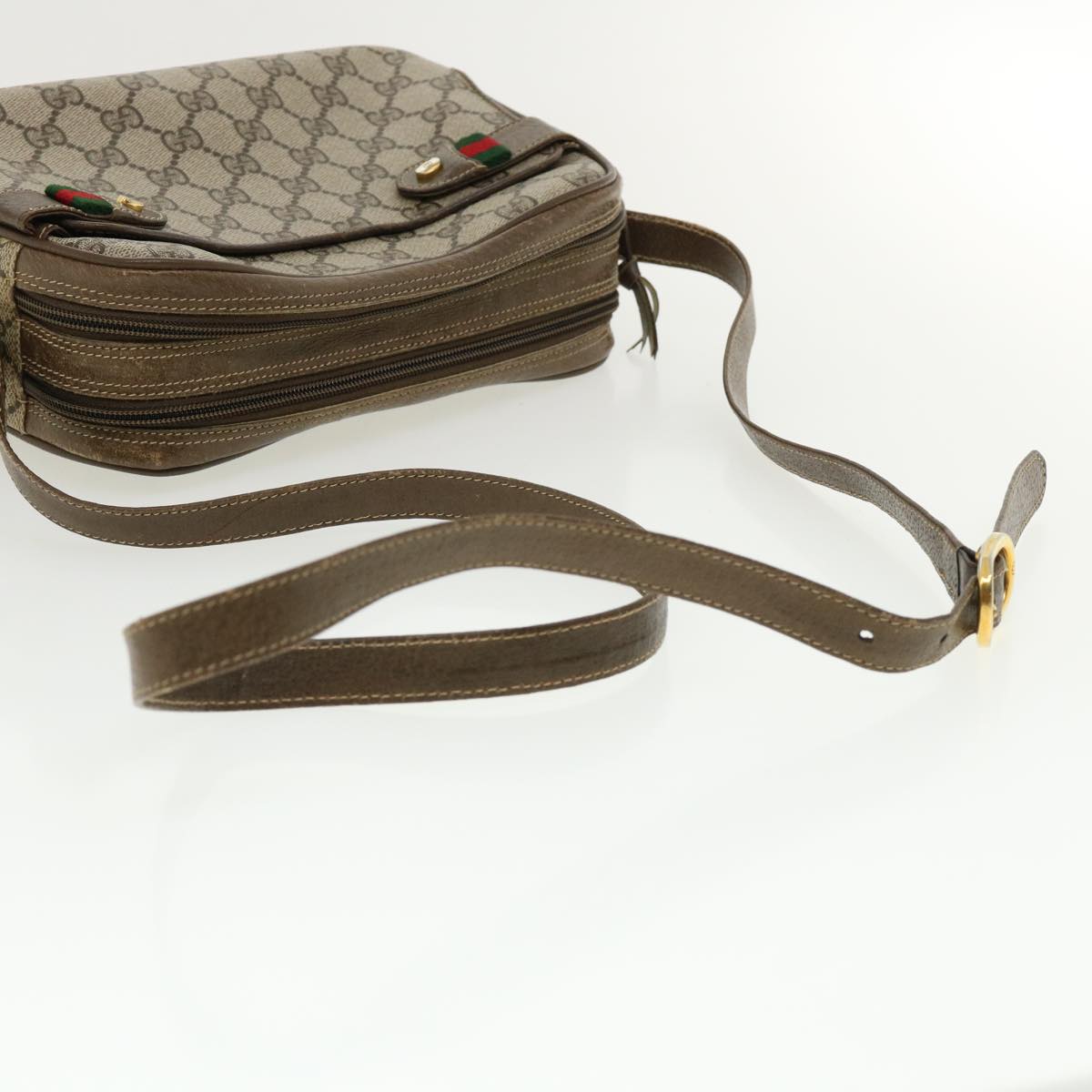 GUCCI GG Canvas Web Sherry Line Shoulder Bag Beige Red Green yk5378