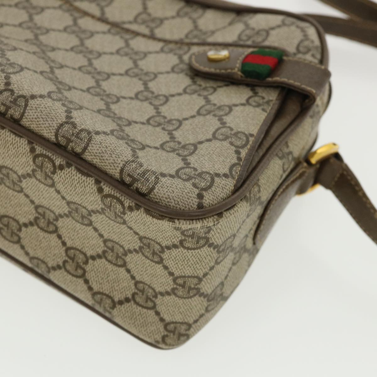 GUCCI GG Canvas Web Sherry Line Shoulder Bag Beige Red Green yk5378