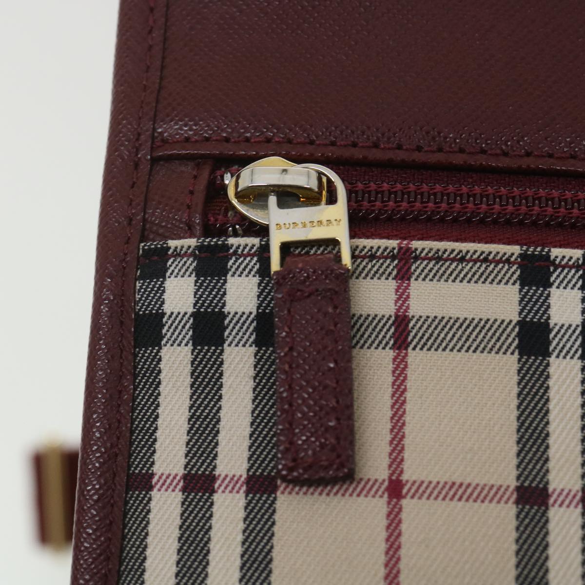 Burberry Nova Check Shoulder Bag Canvas Beige Wine Red black Auth yk5688