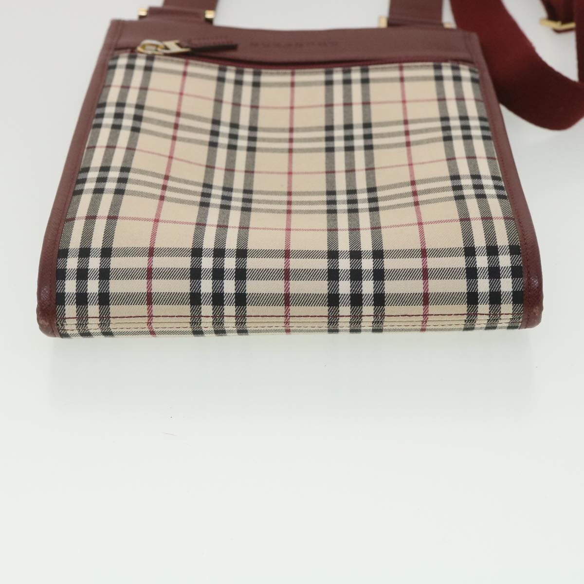 Burberry Nova Check Shoulder Bag Canvas Beige Wine Red black Auth yk5688