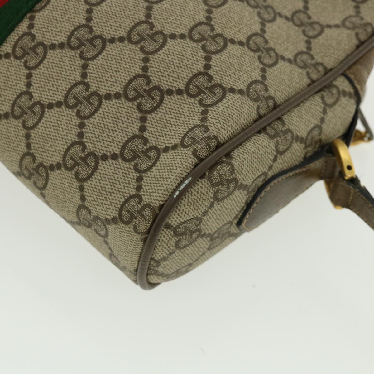 GUCCI GG Canvas Web Sherry Line Shoulder Bag Beige Green 98.02.004 yk5881B