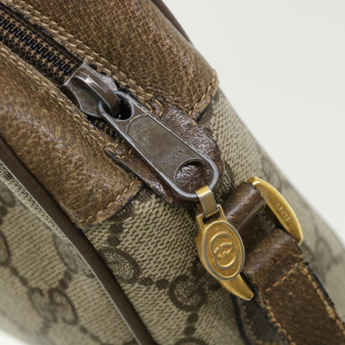 GUCCI GG Canvas Web Sherry Line Shoulder Bag Beige Green 98.02.004 yk5881B