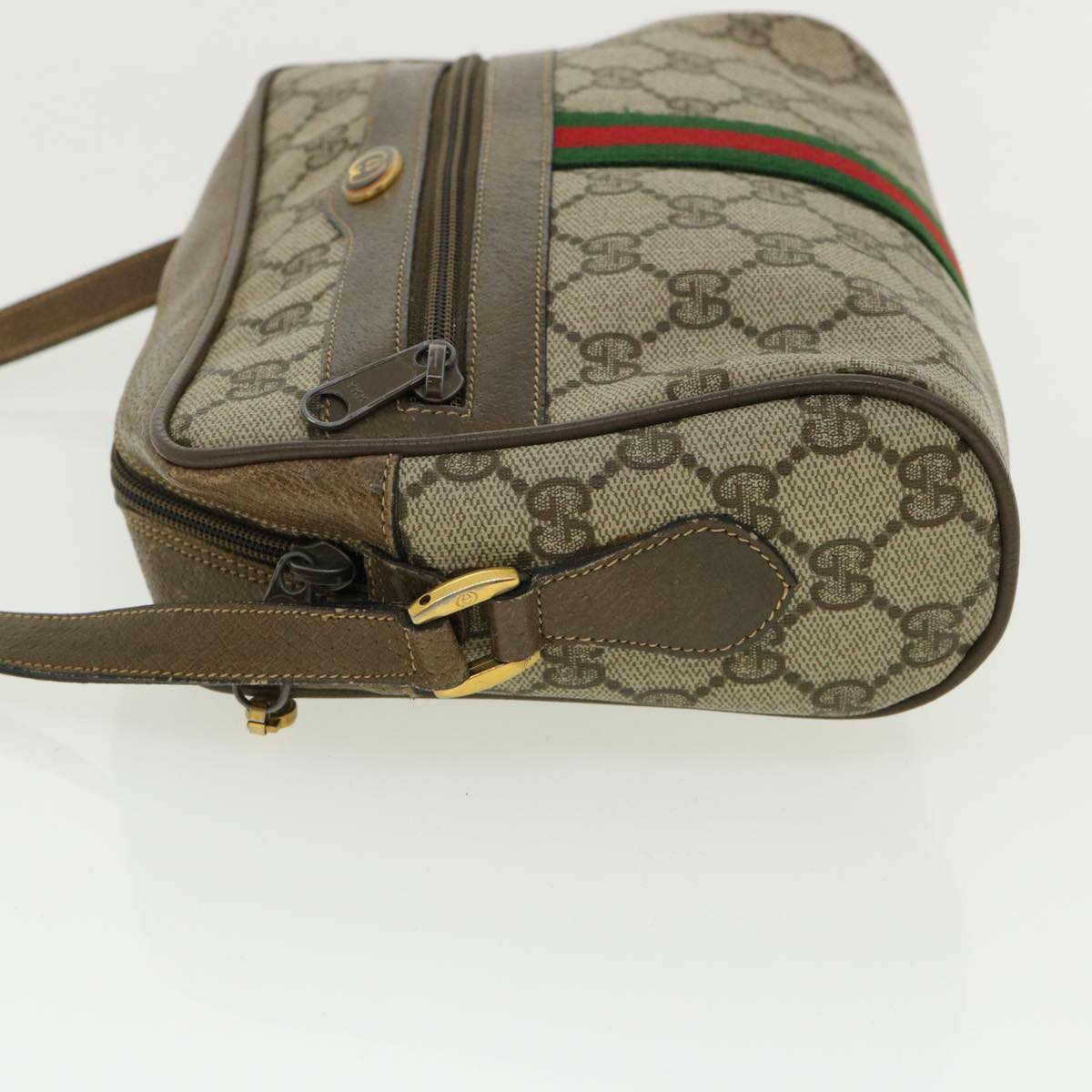 GUCCI GG Canvas Web Sherry Line Shoulder Bag Beige Green 98.02.004 yk5881B