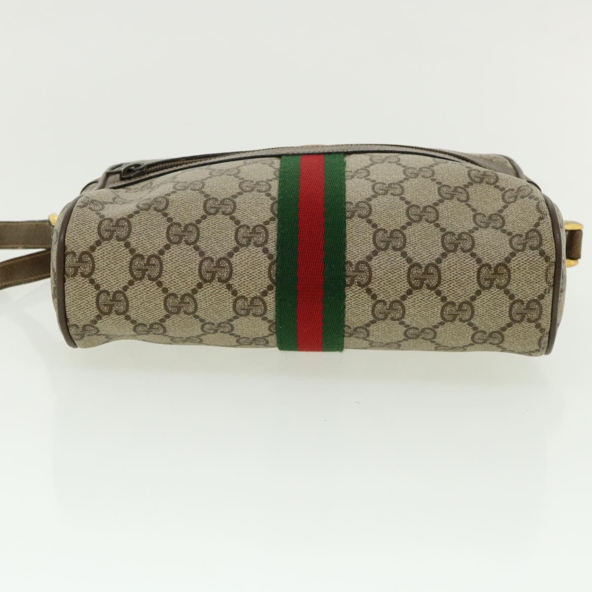 GUCCI GG Canvas Web Sherry Line Shoulder Bag Beige Green 98.02.004 yk5881B