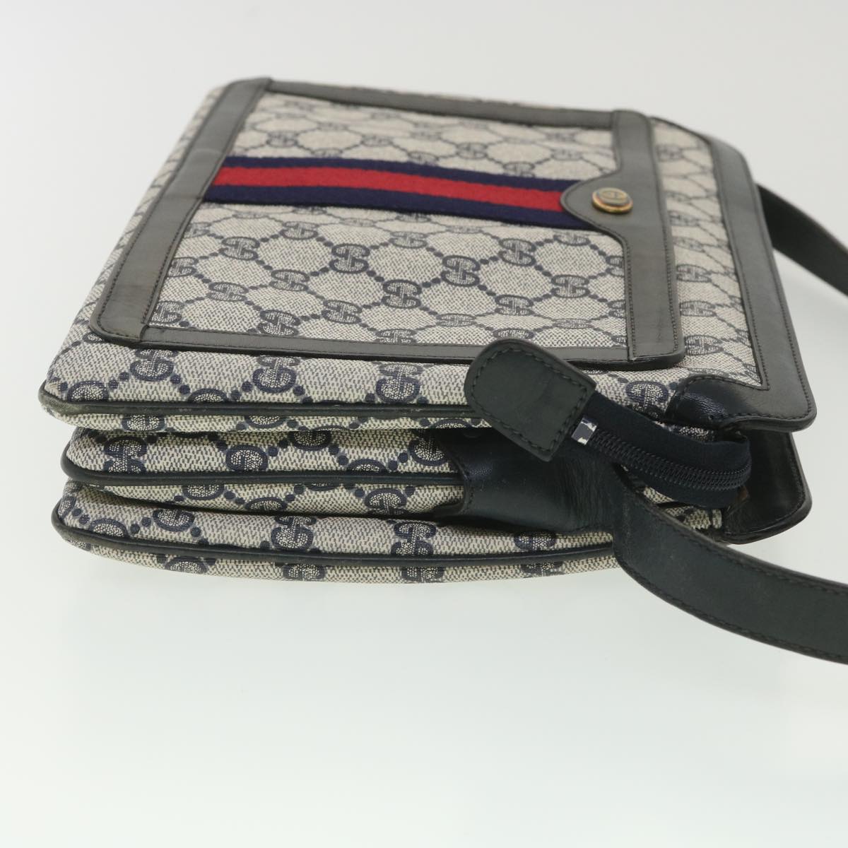 GUCCI GG Canvas Sherry Line Shoulder Bag PVC Leather Gray Red Navy yk6173B