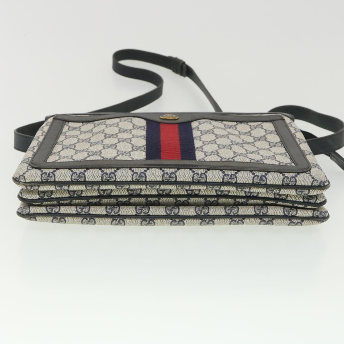 GUCCI GG Canvas Sherry Line Shoulder Bag PVC Leather Gray Red Navy yk6173B