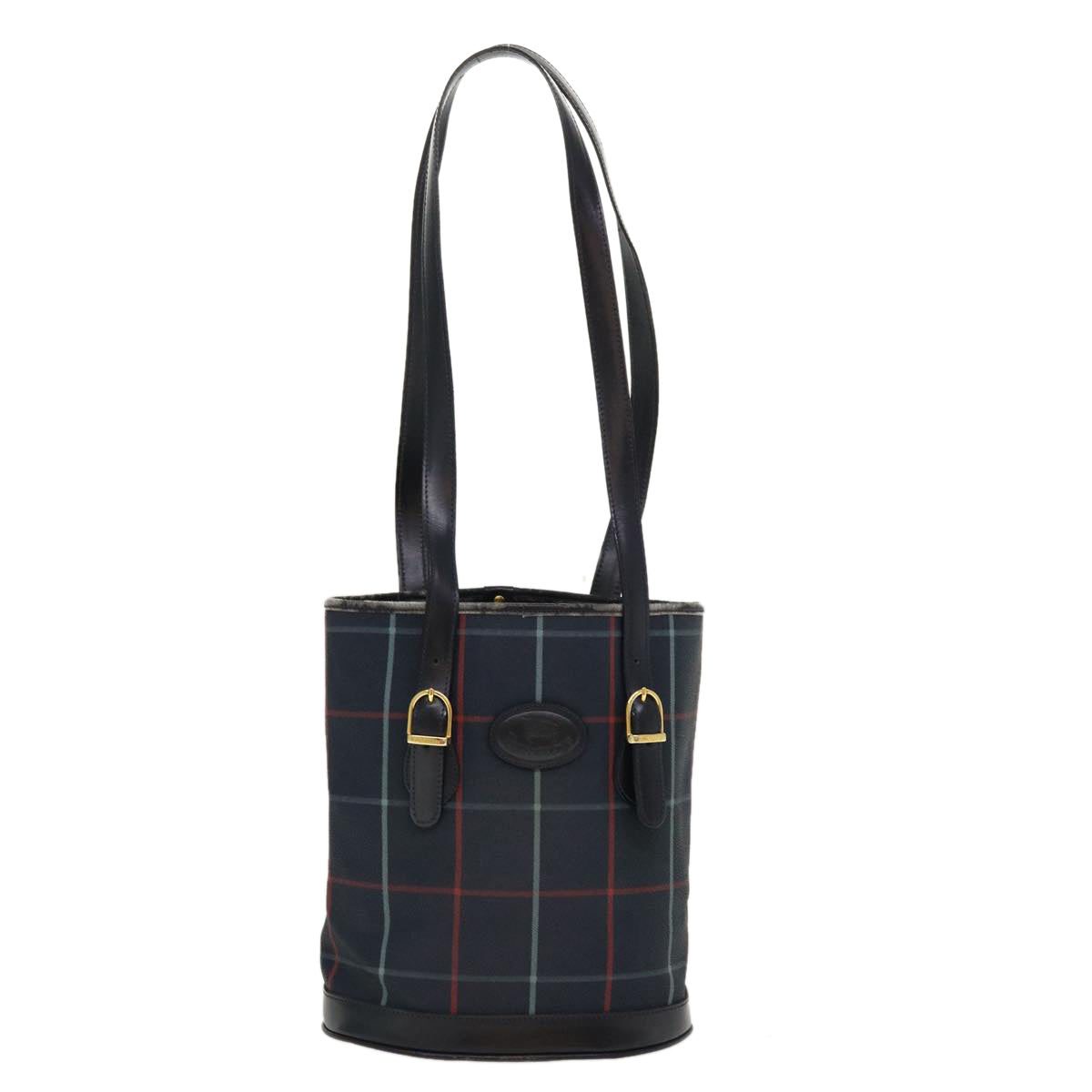 BurberrySs Nova Check Shoulder Bag PVC Leather Navy Auth yk7007B