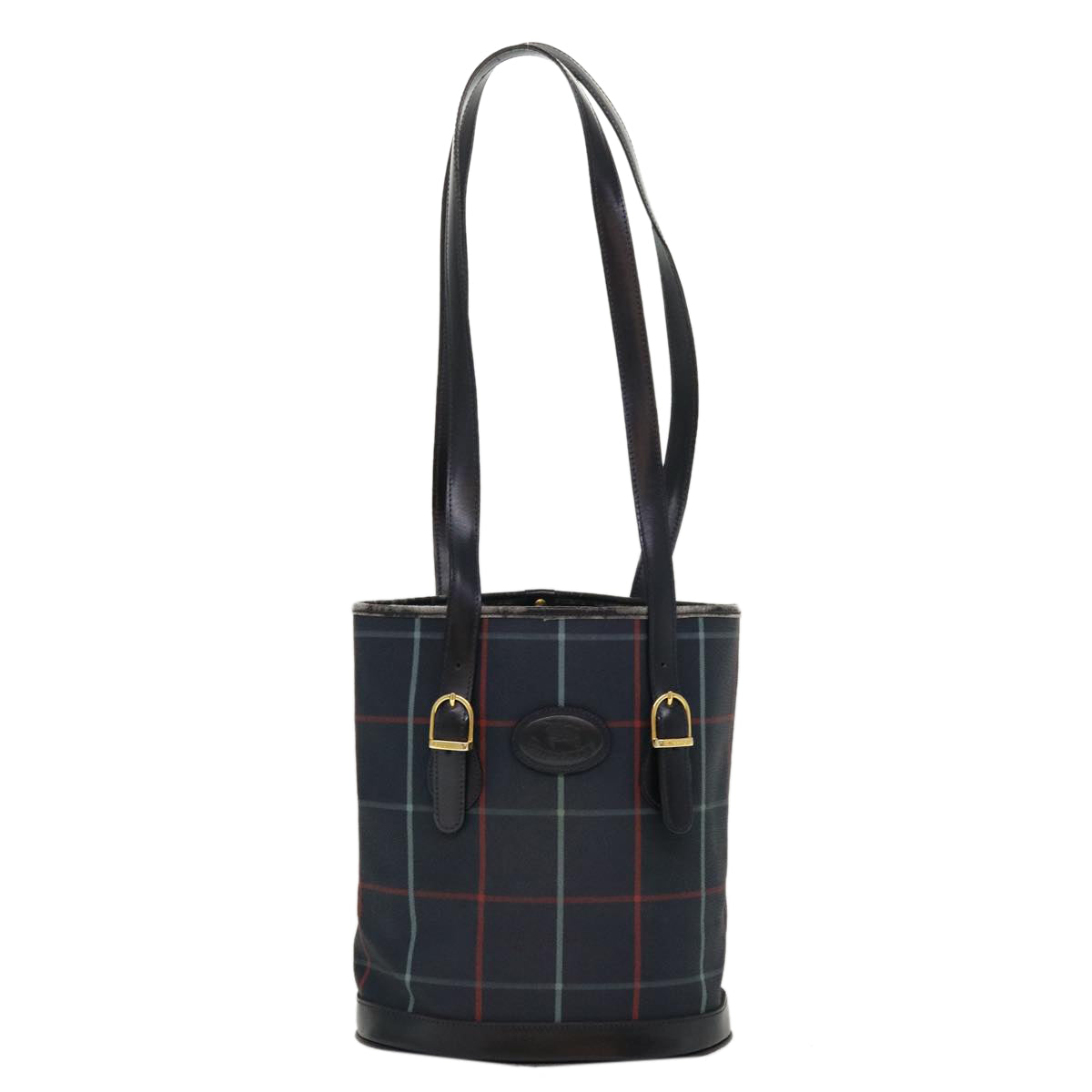 BurberrySs Nova Check Shoulder Bag PVC Leather Navy Auth yk7007B