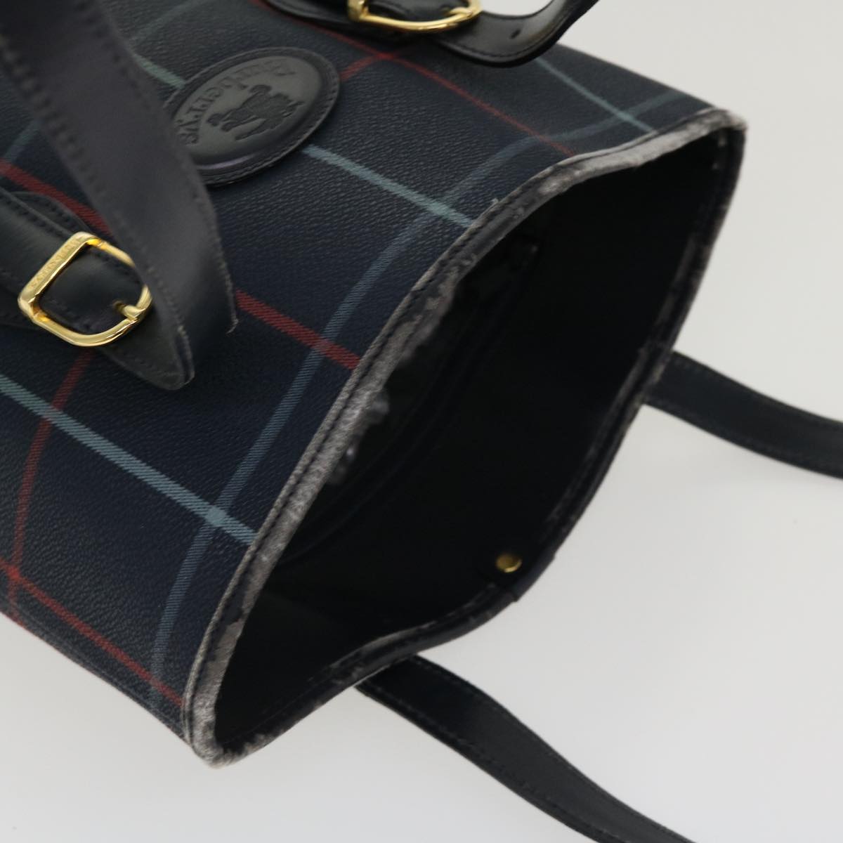 BurberrySs Nova Check Shoulder Bag PVC Leather Navy Auth yk7007B