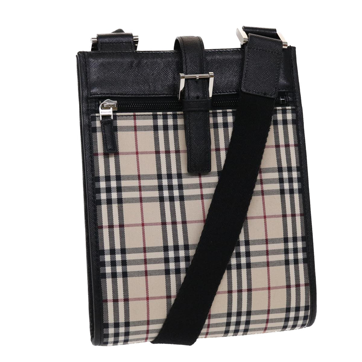 Burberry Nova Check Shoulder Bag Canvas Beige Black Red Auth yk7666B