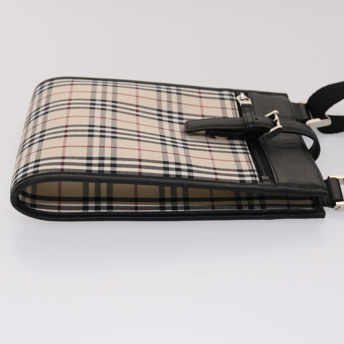 Burberry Nova Check Shoulder Bag Canvas Beige Black Red Auth yk7666B