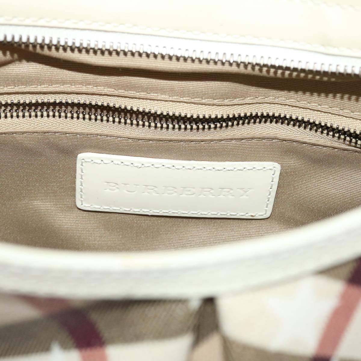 Burberry Nova Check Shoulder Bag PVC Leather Beige Auth yk7693B
