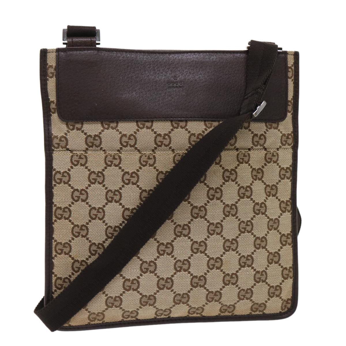 GUCCI GG Canvas Shoulder Bag Leather Beige 27639 yk7751