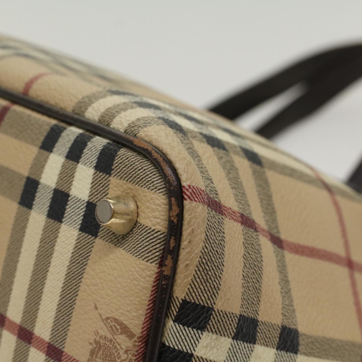 Burberry Nova Check Shoulder Bag PVC Leather Beige Dark Brown Auth yk7975