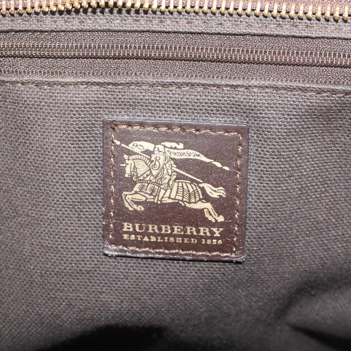 Burberry Nova Check Shoulder Bag PVC Leather Beige Dark Brown Auth yk7975