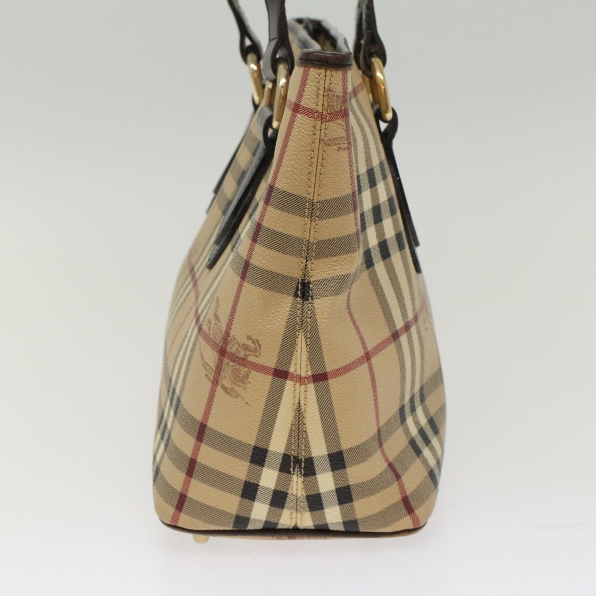 Burberry Nova Check Shoulder Bag PVC Leather Beige Dark Brown Auth yk7975
