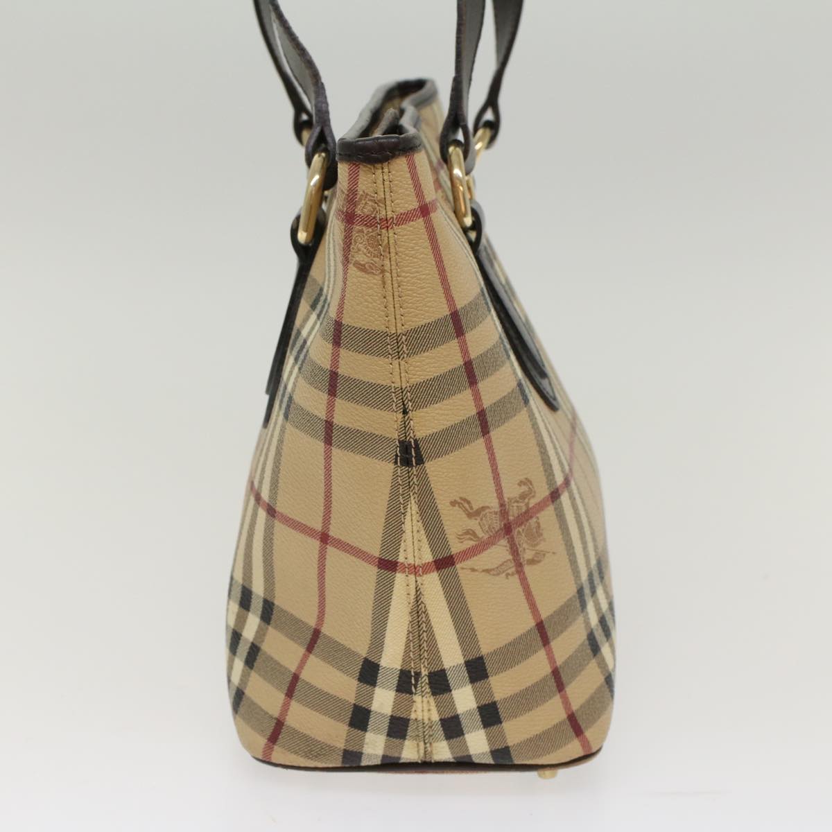 Burberry Nova Check Shoulder Bag PVC Leather Beige Dark Brown Auth yk7975