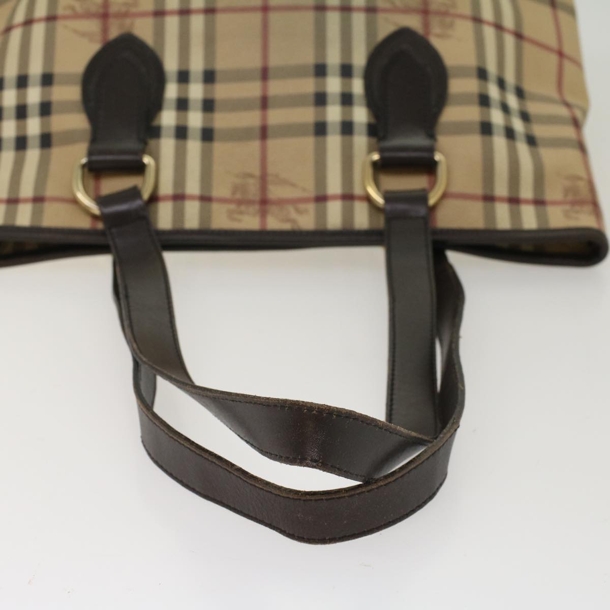 Burberry Nova Check Shoulder Bag PVC Leather Beige Dark Brown Auth yk7975