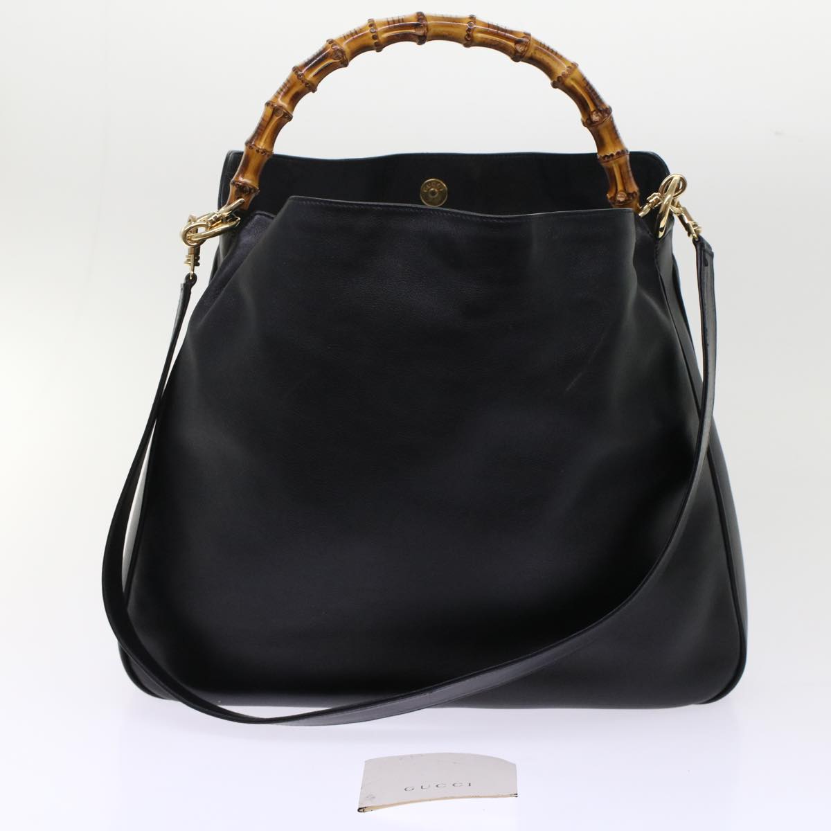 GUCCI Bamboo Shoulder Bag Leather 2way Black 001.2058.1577.0 yk8007B